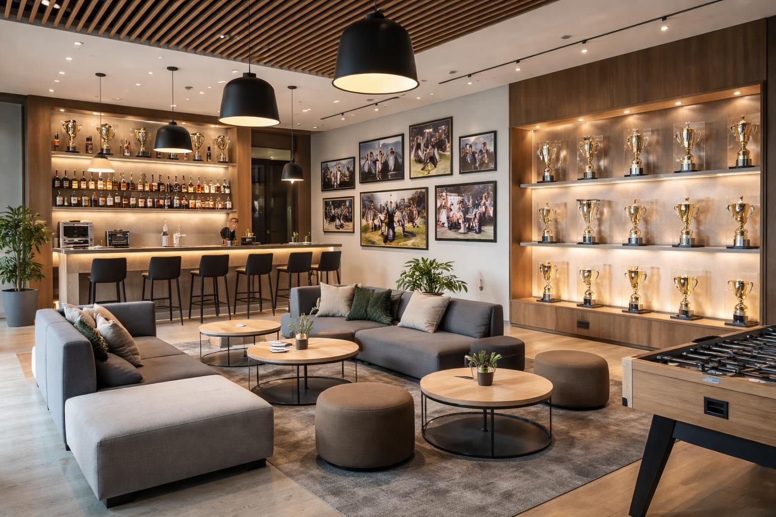 découvrez comment aménager un club house sportif à gray avec des trophées personnalisés et des murs galerie pour valoriser vos exploits et créer un espace convivial et inspirant.