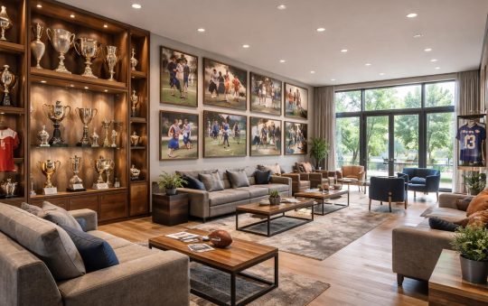 Aménager un club house sportif à Gray avec des trophées personnalisés et murs galerie