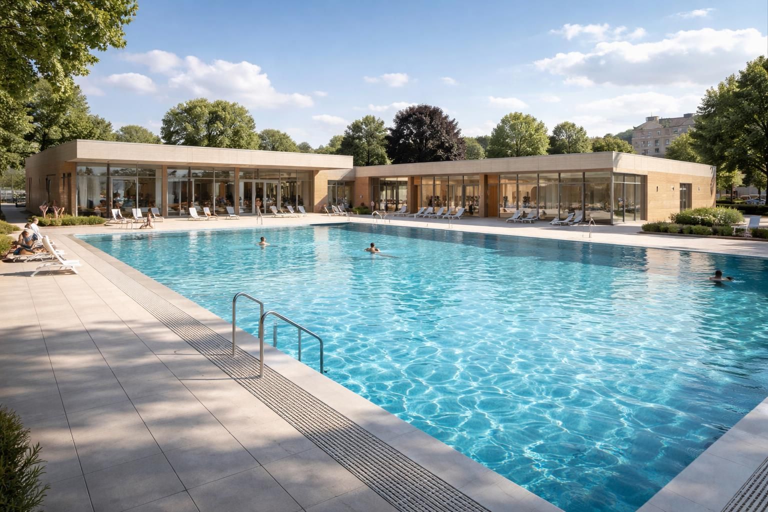 Aménager une piscine municipale à Gray avec carrelage antidérapant, vestiaires modulaires