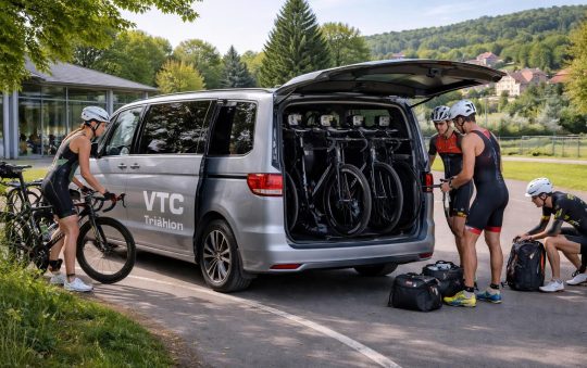 Services VTC pour triathlètes Val de Gray avec transport vélos dans Volkswagen Multivan